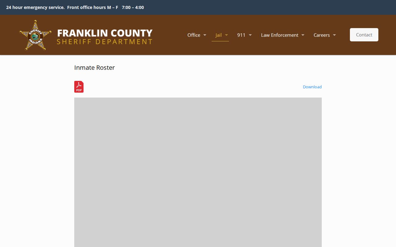 Franklin County warrant search custody roster interface