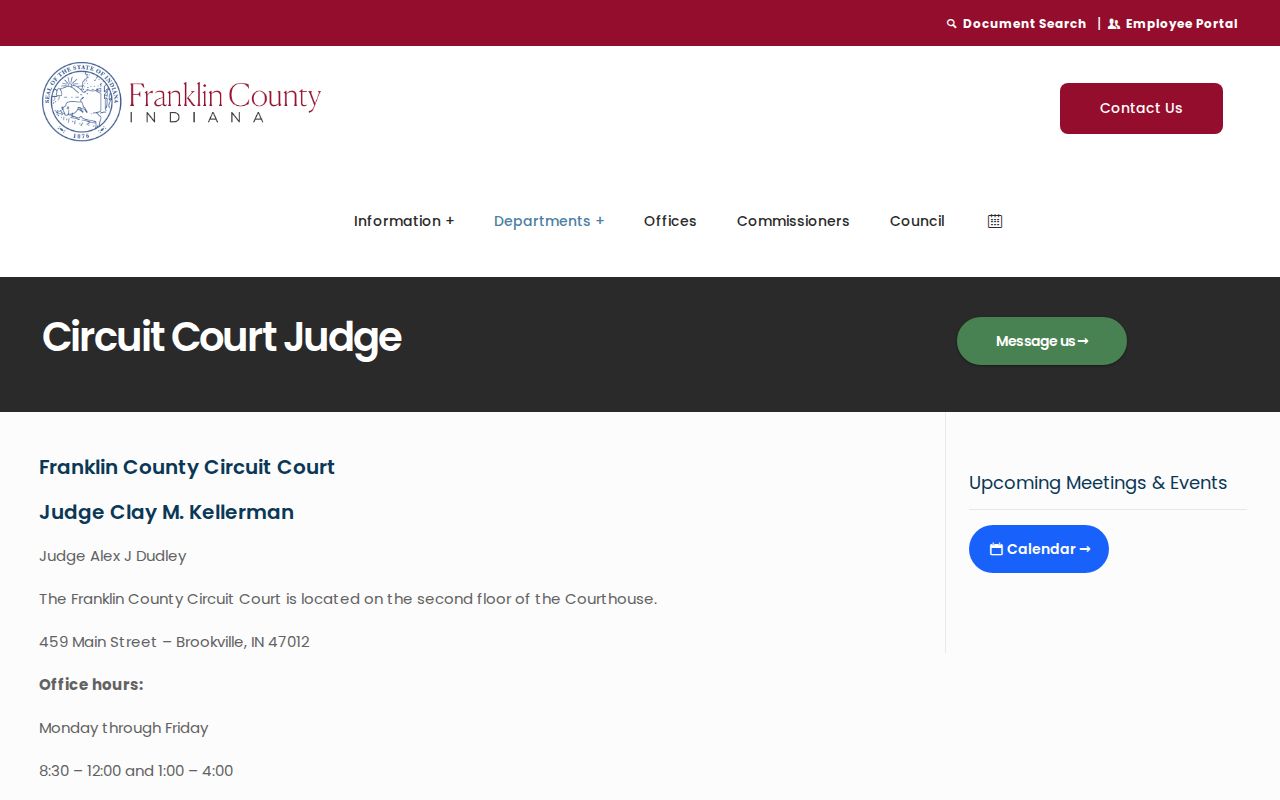 Franklin County active warrant court offices and circuit divisions