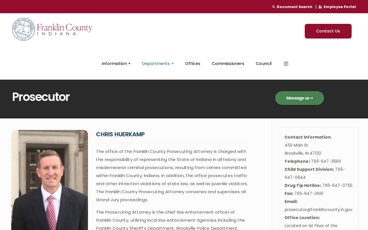 Franklin County active warrant prosecutor and court agency context